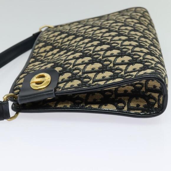 DIOR Trotter Canvas Shoulder Bag Navy Gold - Picture 4 of 12